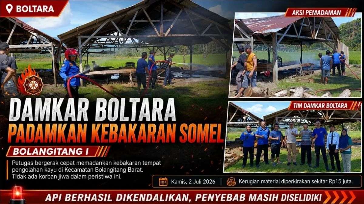 Damkar Boltara Padamkan Kebakaran Somel di Bolangitang I