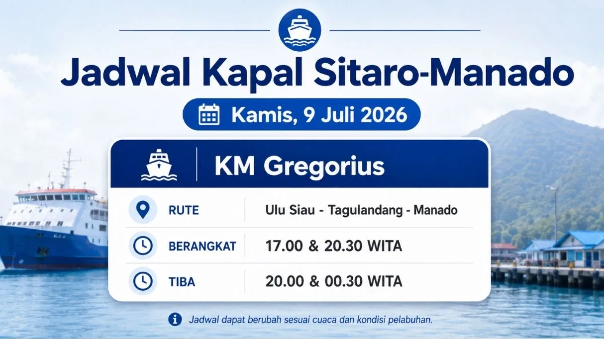 jadwal angkutan laut Sitaro 9 Juli 2026