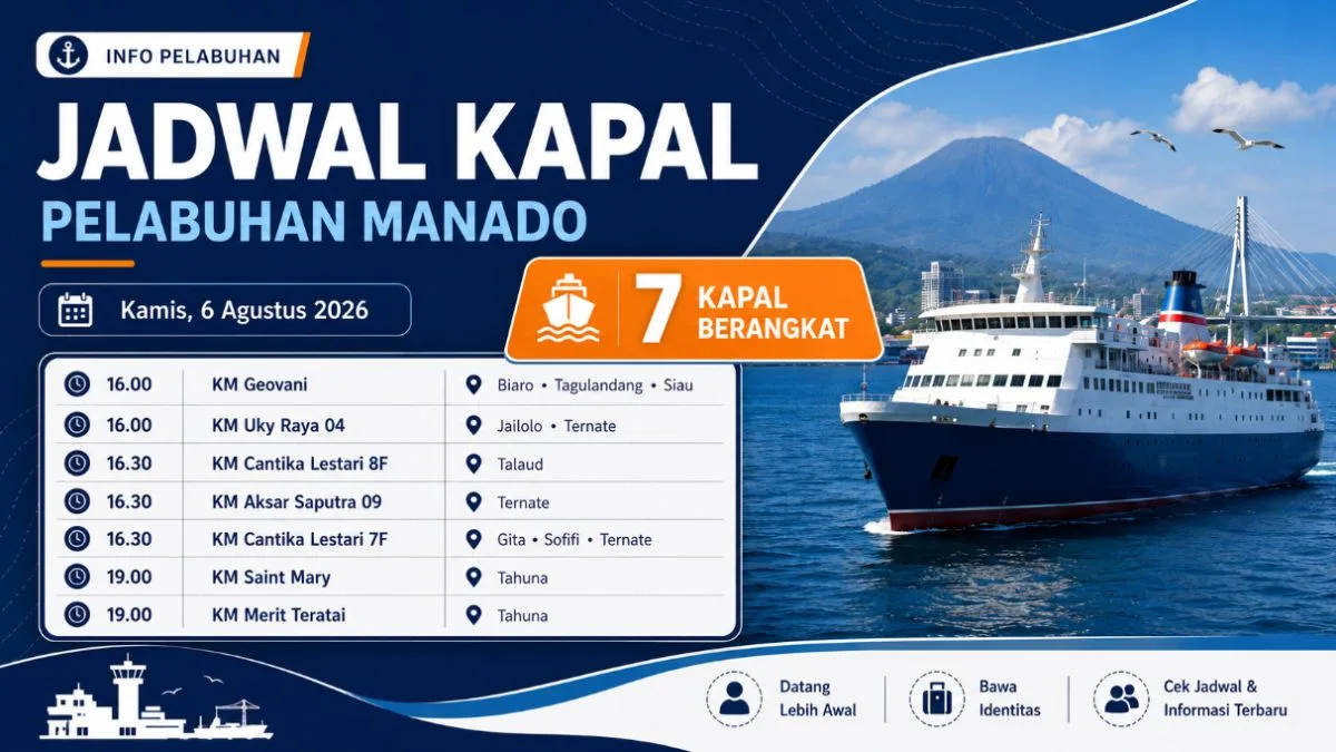 Jadwal kapal Manado 6 Agustus 2026