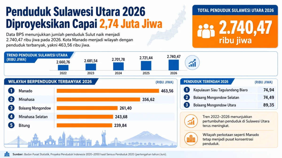 jumlah penduduk Sulawesi Utara 2026