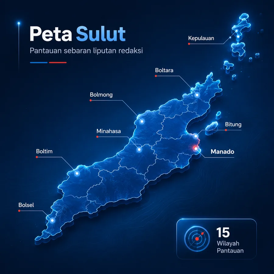Peta Sulawesi Utara dan sebaran liputan wilayah manado.news